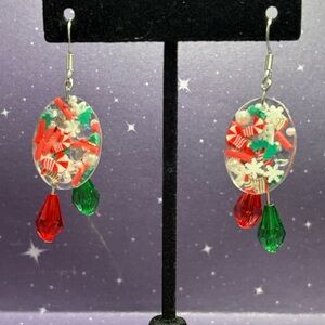 Holiday Candy Cane Dangle Earrings